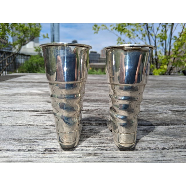 For sale is an unusual late 19th century English silverplate equestrian boot form pepper shaker and mustard cruet set....