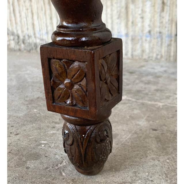 1880s Spanish Walnut Carved Side Table For Sale - Image 10 of 11