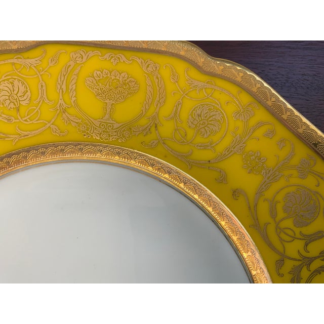 White 20th Century Black Knight Yellow/Gilt Plates Set of Four For Sale - Image 8 of 12