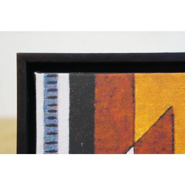 Late 20th Century Native Pecos Southwestern Navajo Geometric Textile Tribal Rug Oil Painting 42" For Sale - Image 4 of 12