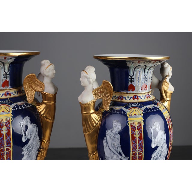 Empire Porcelain Vases from August & Conrad Bauscher, Germany, 1900s, Set of 2 For Sale - Image 6 of 12