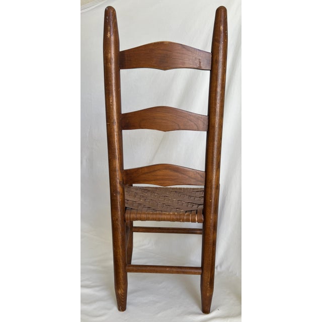 Wood Antique Child's Ladder-Back Chair With Cane Seat - Early 20th Century For Sale - Image 7 of 12