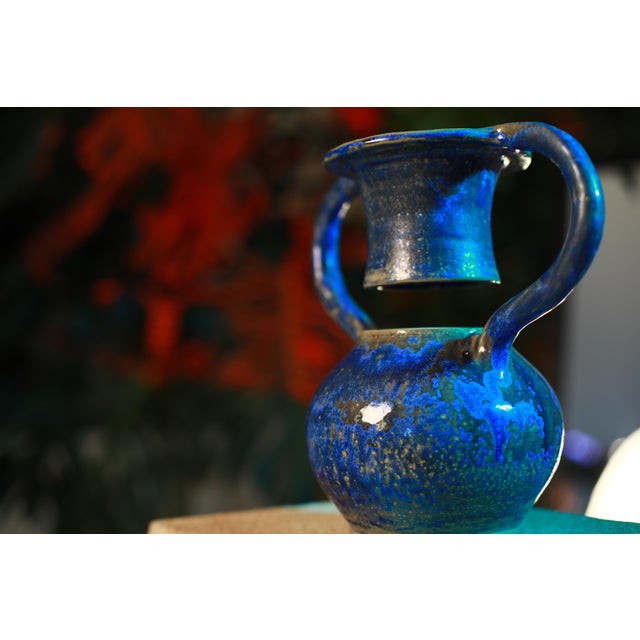 2020s Blue Ceramic Vase For Sale - Image 5 of 9