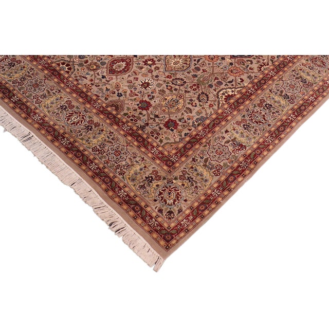 Shabby Chic Shabby Chic Floral 1990's Pak-Persian Gray/Red Wool Rug - 8'1'' X 10'4'' For Sale - Image 3 of 9