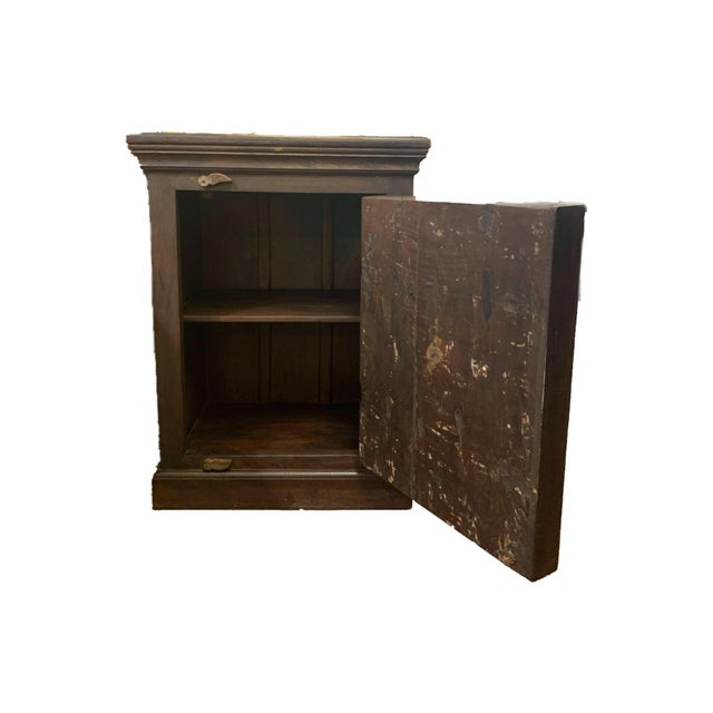 Dimensions: 25" W x 18" D x 34" H Antique door from mid 1900s has been repurposed to craft this rustic nightstand. Layers...
