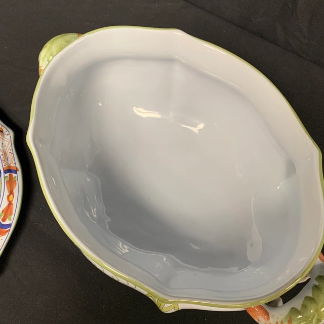 Italian Late 20th Century Italian Blue Carnation Covered Bowl For Sale - Image 3 of 10