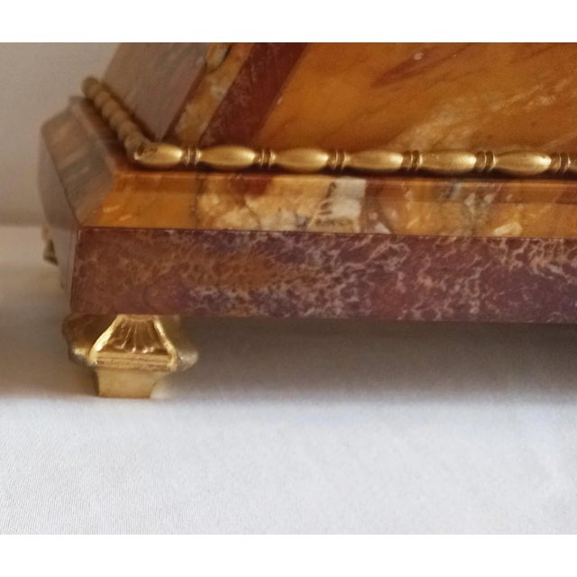 Art Deco Clock & Cassolettes in Bronze and Marble, 1925, Set of 3 For Sale - Image 12 of 13