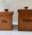 Set of two lidded wood Coffee and Tea canister set with handmade finger jointed construction. Unmarked, but likely made b...