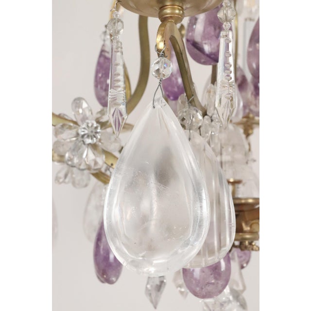 Mid 20th Century Louis XV Amethyst & Clear Rock Crystal Bronze Chandelier For Sale - Image 9 of 16