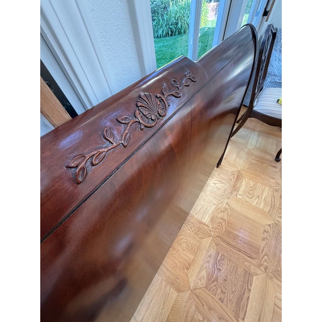 Baker Chippendale/Regency Mahogany Queen Sleigh Headboard with shell carving and reeded scrolls. Dimensions: 62" W × 42"...