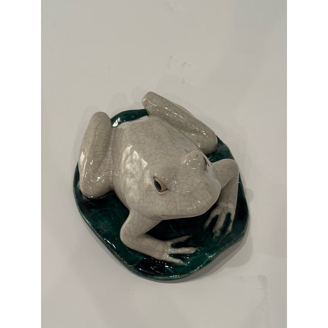 Vintage Italian Glazed Pottery Frog Sculpture For Sale - Image 9 of 9