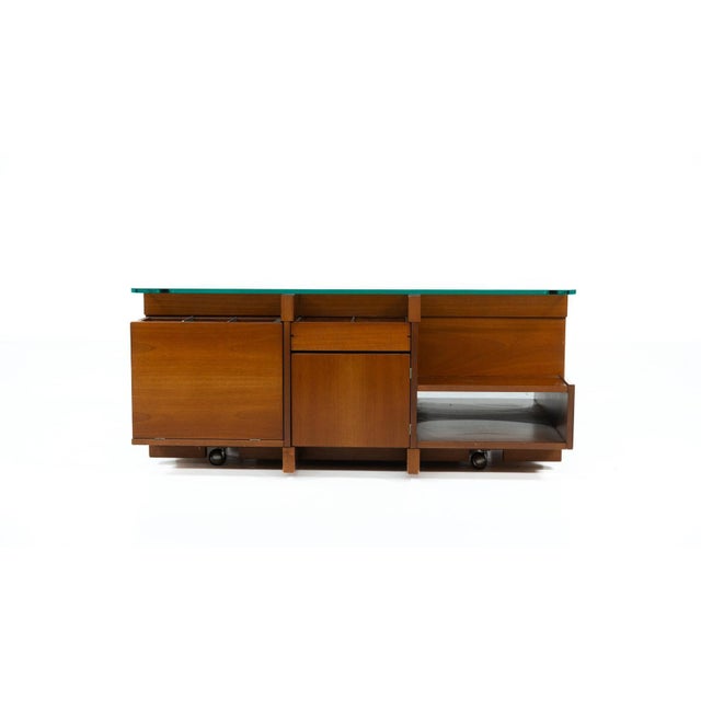 Mid-Century Modern Coffee Table with Wood and Glass Compartments, Italy, 1970s For Sale - Image 11 of 14