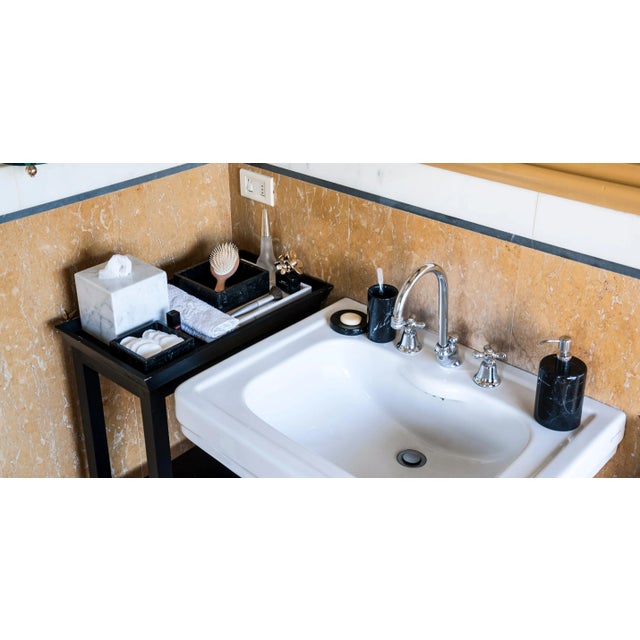 Stone Round Black Marble Set, Set of 3 For Sale - Image 7 of 8