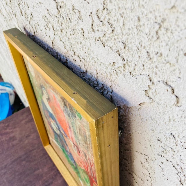 Blue Mid 20th Century Original Luciano Spazzali Painting "Figura Con Strumento" For Sale - Image 8 of 13