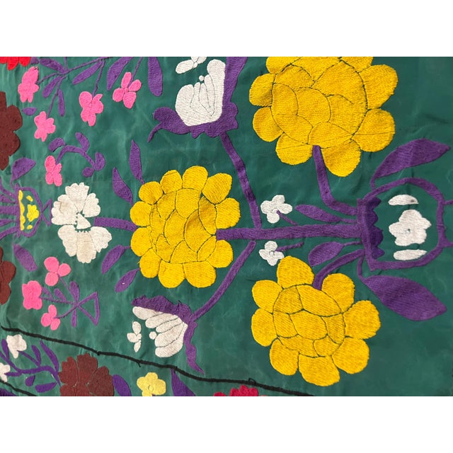 Late 20th Century Suzani Style Textile, Red, Yellow, Floral, Colorful For Sale - Image 12 of 15