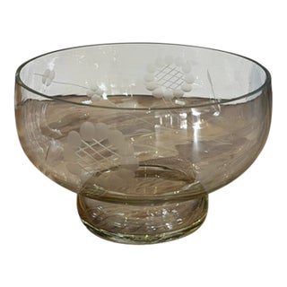 Vintage Princess House Heritage Clear Crystal Footed Bowl For Sale