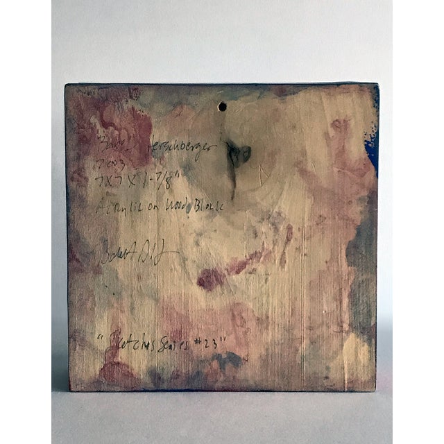 Wood 2003 "Sketches Series #23" Babette Herschberger Acrylic Painting on Wood Block For Sale - Image 7 of 8