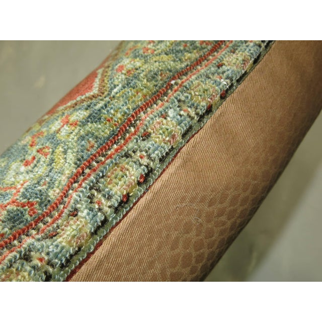 Contemporary Zabihi Collection Copper Color Fine Persian Senneh Rug Pillow For Sale - Image 3 of 5