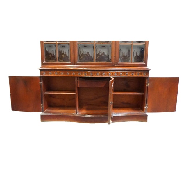 High End Vintage Solid Mahogany Traditional Style 56" China Cabinet W. Bubble Glass For Sale In Kansas City - Image 6 of 13