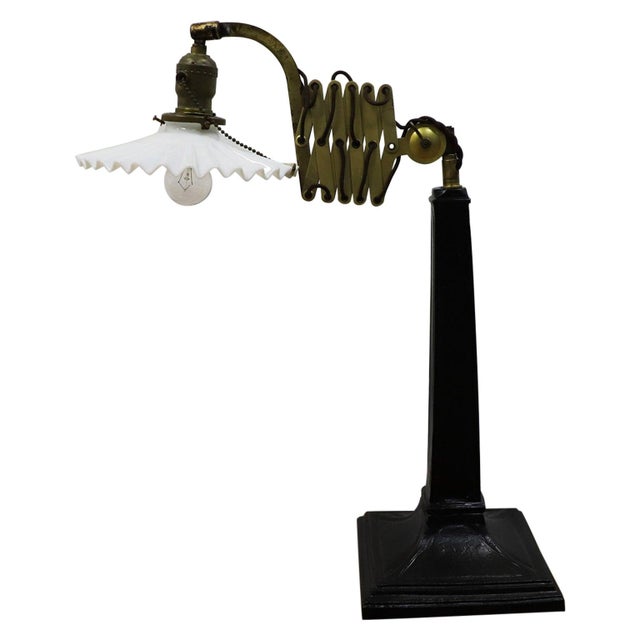 1920s Mexican Industrial Scissor Table Lamp For Sale - Image 4 of 17