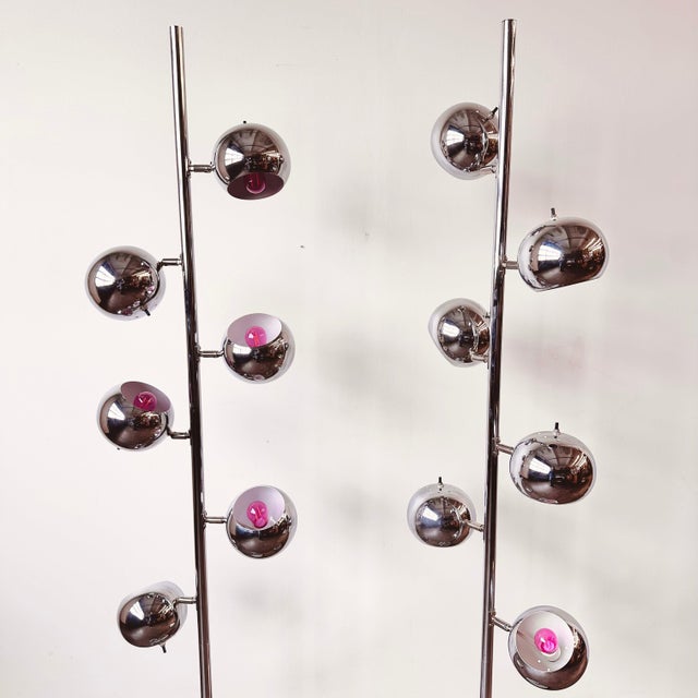 Mid-Century Modern Mid Century Chrome 6 Light Eyeball Floor Lamp For Sale - Image 3 of 11