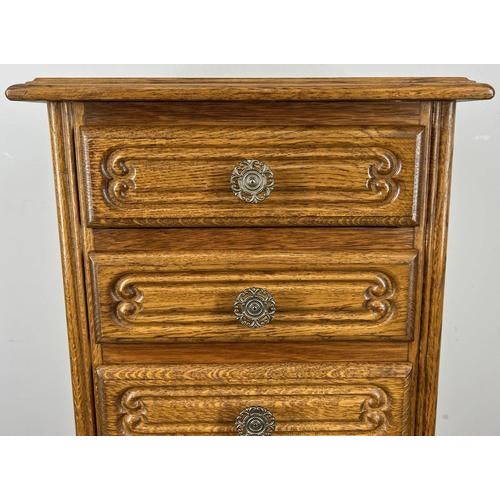 Vintage French Louis XVI Style Carved Oak Chest of Drawers For Sale - Image 4 of 9