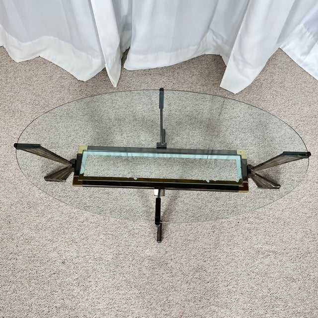 Gold Vintage Italian Coffee Table in Glass, 1970s For Sale - Image 8 of 18