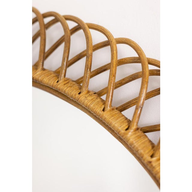 Round Rattan Mirrors with Interlacing, 1980s, Set of 2 For Sale - Image 6 of 7