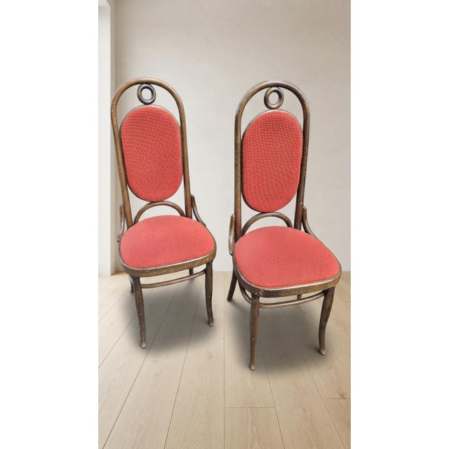 Vintage Bentwood Dining Chairs with High Backrests from Thonet, 1920s, Set of 8 For Sale - Image 6 of 7