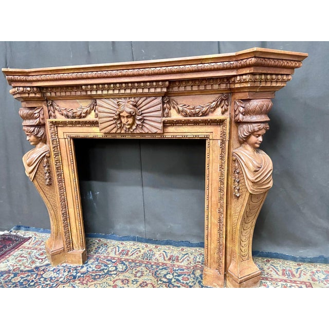 Red Vintage Italian Marble Fireplace, 1915 For Sale - Image 8 of 10