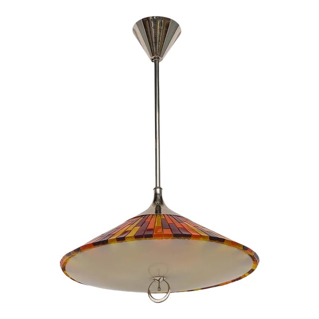 Vintage 1950s Colorful Mosaic Style Pendant For Sale