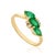 1 Carat Emerald & Diamond Three Stone Cluster Ring Size 5.5 in 14k Yellow Gold For Sale - Image 4 of 16