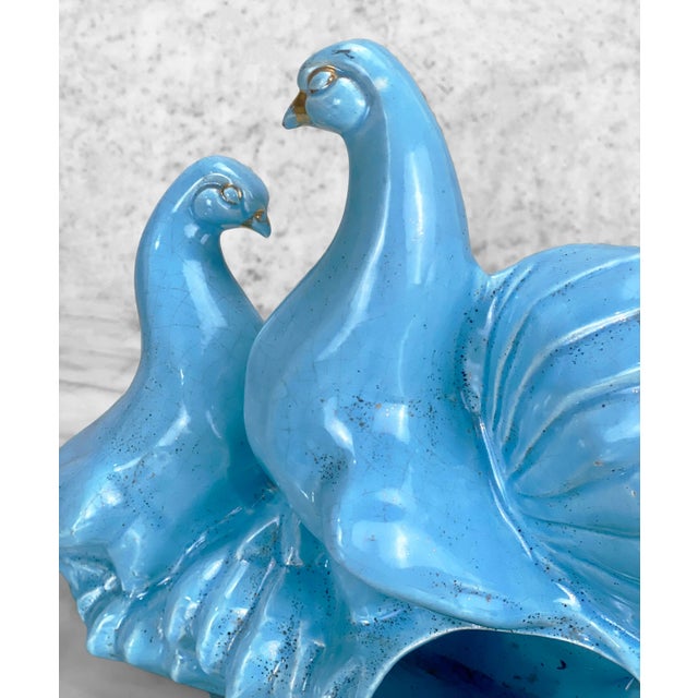 Mid 20th Century Mid-Century Art Deco California Pottery Blue Dove Bird Indoor Planter For Sale - Image 5 of 11