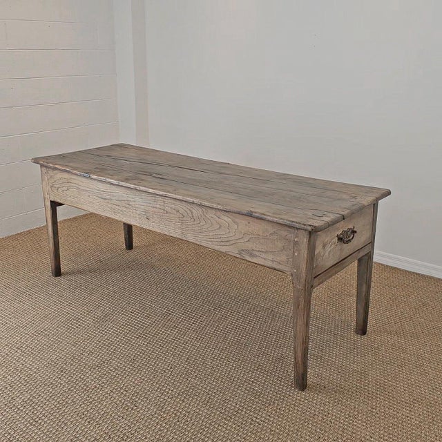 Antique French Elm Farm Dining Table With Drawers - Circa 1870 For Sale In Orlando - Image 6 of 15