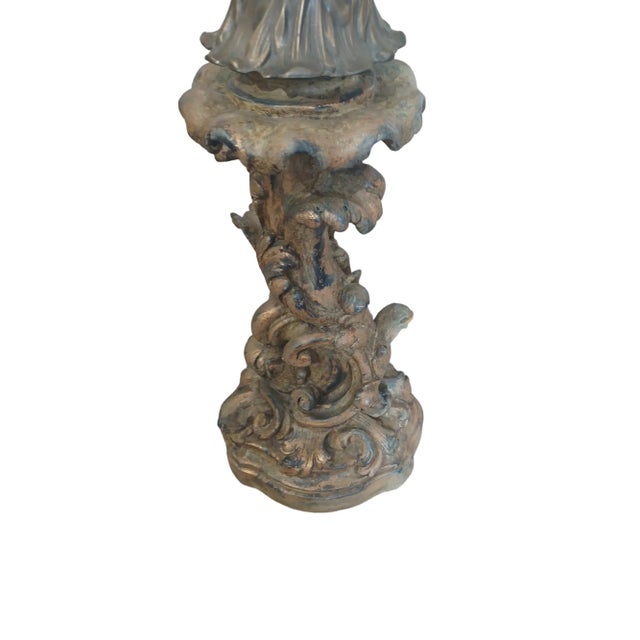 Baroque Vintage Italian Baroque Giltwood Carved Table Lamp For Sale - Image 3 of 3