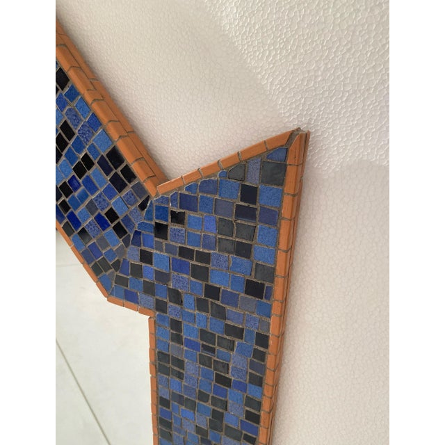 2000 - 2009 Decorative Wall Mirror with Blue Mosaic Frame, 2009 For Sale - Image 5 of 7