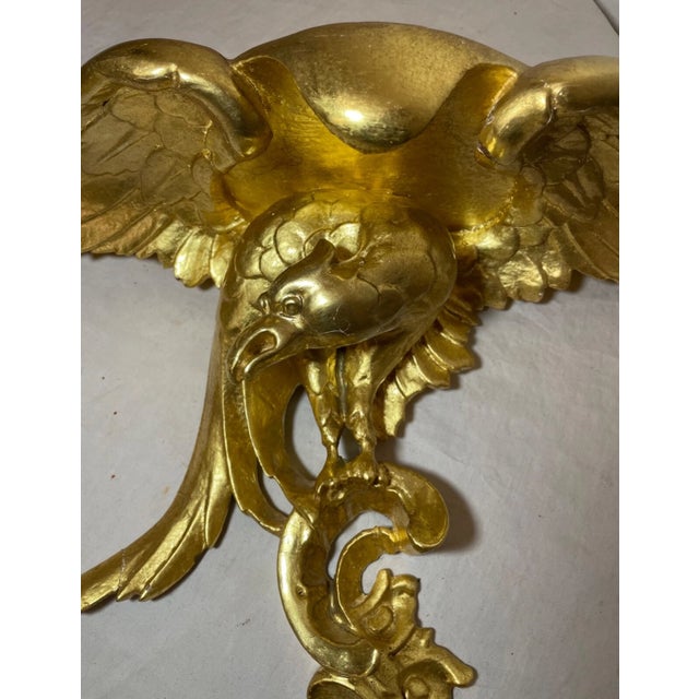 Pair of Antique Italian Federal Gold Gilt-Wood Figural Bird Wall Shelves Shelf For Sale - Image 4 of 14