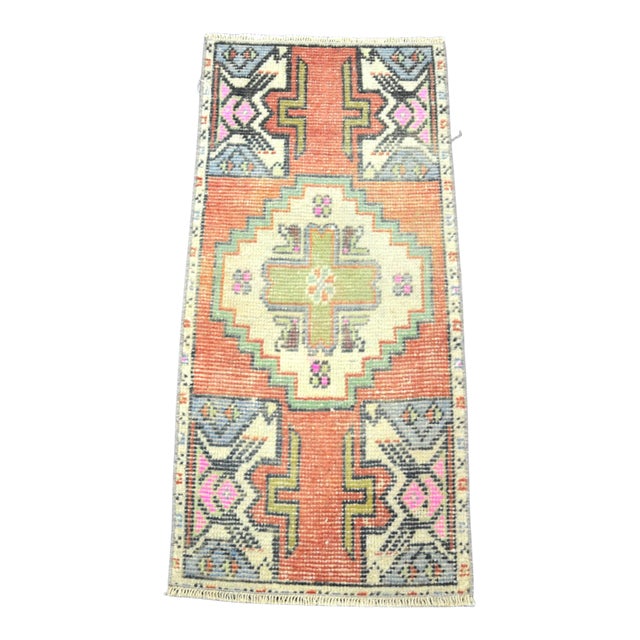Multicolor Faded Turkish Handmade Doormat Rug For Sale