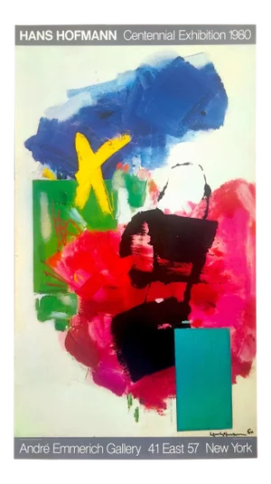 Hans Hofmann Vintage 1980 Abstract Expressionist Lithograph Print Exhibition Poster " Exabundantia " 1964