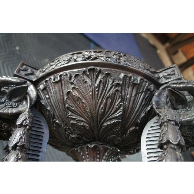 Set of 2 Vintage Metropolitan Galleries Neoclassical Bronze Rams Head Sculpture Pedestals Stand For Sale - Image 6 of 12