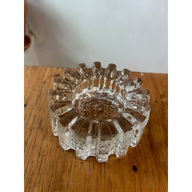 MCM Swedish Cast Glass Brutalist Design Eva Englund Crystal Ice Ashtray For Sale - Image 9 of 10