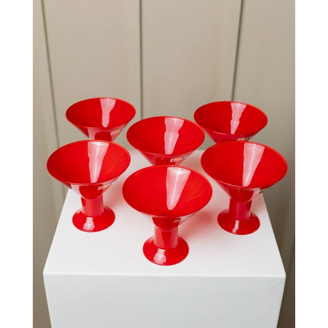 Vintage Italian Postmodern Red Joy Drinking Glasses from Leonardo, 1980s, Set of 6 For Sale - Image 4 of 12