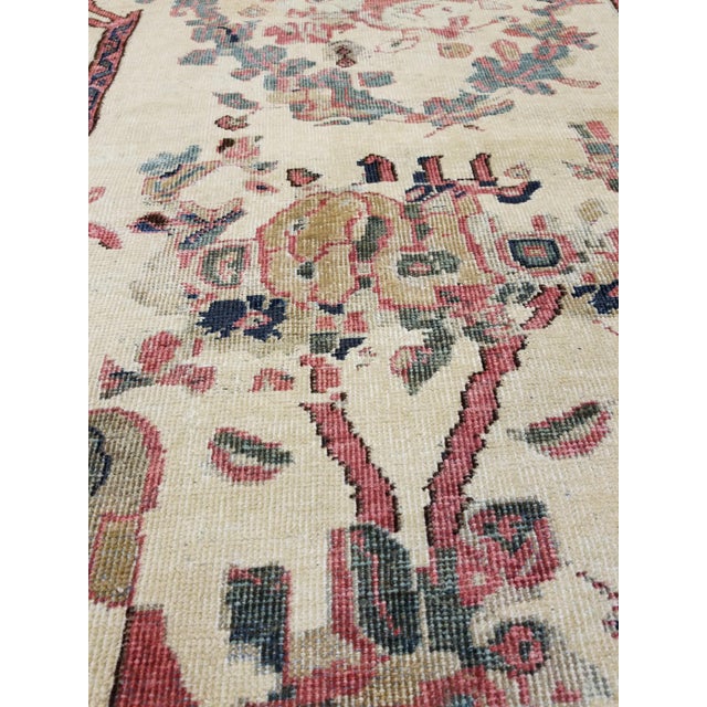Ivory Antique Persian Sultanabad Carpet Handmade Oriental Rug, Ivory, Gold, Green Blue For Sale - Image 8 of 12