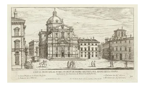 Giambattista Falda, Church of Jesus Rome, 1665, Original Etching