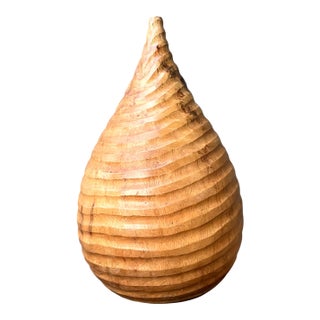 Vintage Natural Wood Teardrop Vase For Sale