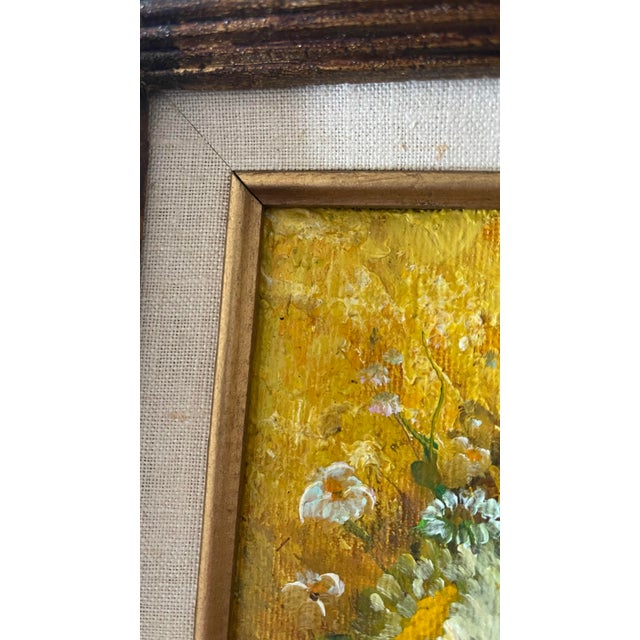 Traditional Mid 20th Century Impasto Floral Still Life Painting, Signed, in Carved Wood Frame For Sale - Image 3 of 4