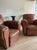Pair of Two Vintage Oversized French Leather Club Chairs For Sale - Image 15 of 18
