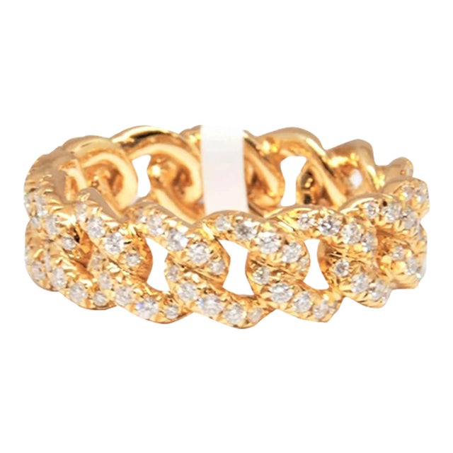 1.21 Ct Gold Chain Link Diamond Band Size 6.5 For Sale