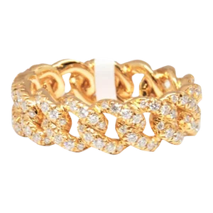 1.21 Ct Gold Chain Link Diamond Band Size 6.5
