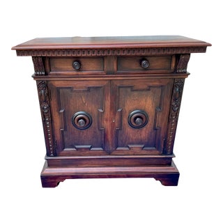 1920s Renaissance Style Solid Wood Cabinet With Intricately Carved Details - Made in Italy For Sale